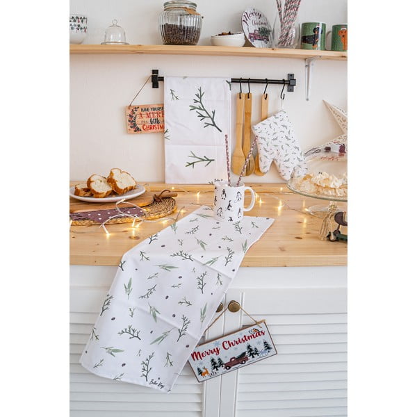 Pamučna kuhinjska krpa 2 kom s božićnim motivom 50x70 cm Delicate Green – Butter Kings-image-1