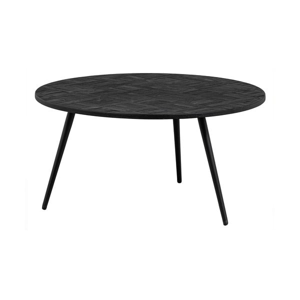 Crni okrugli stolić za kavu od masivne tikovine ø 74 cm Leo – WOOOD