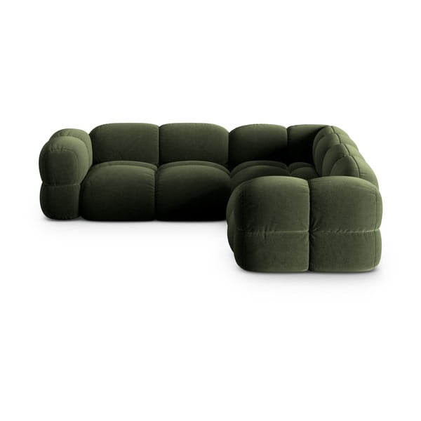 Zelena baršunasti kutna garnitura Loretto – Cosmopolitan Design