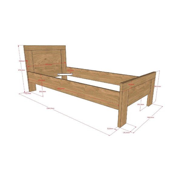 Dječji krevet bez podnice 90x200 cm u prirodnoj boji Sam – Vipack-image-2