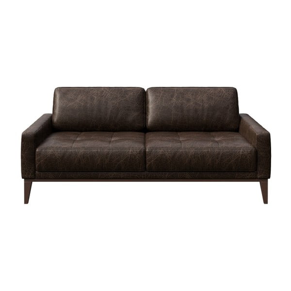 Tamnosmeđa kožna sofa MESONICA Musso Tufted, 173 cm