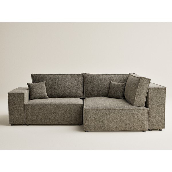 Smeđa sklopiva/s prostorom za odlaganje kutna garnitura od šenila (s desnim kutom/u obliku slova L) Tonga – Maison de Rêve-image-2