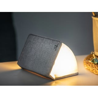 Mala siva LED stolna svjetiljka u obliku knjige Gingko Booklight