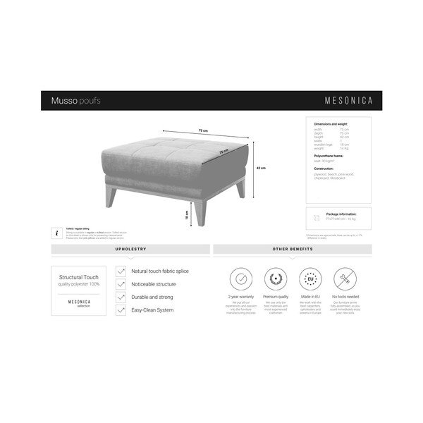 Sivi tabure MESONICA Musso Tufted-image-3