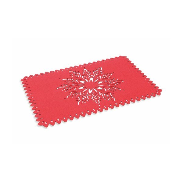 Crvena božićna postavka stola Villa d'Este XMAS Tovaglietta Rett Rossa Fiocco Di Neve, 45 x 30 cm