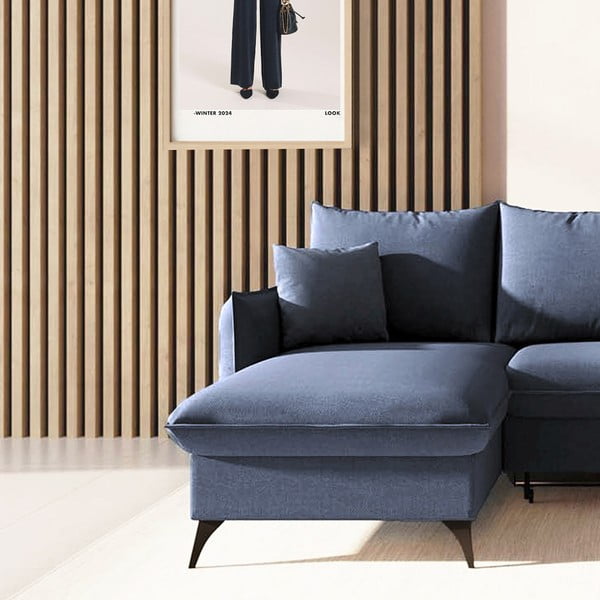 Plava sklopiva/s prostorom za odlaganje kutna garnitura (s lijevim kutom/s ležaljkom) Brim – Rodier-image-4