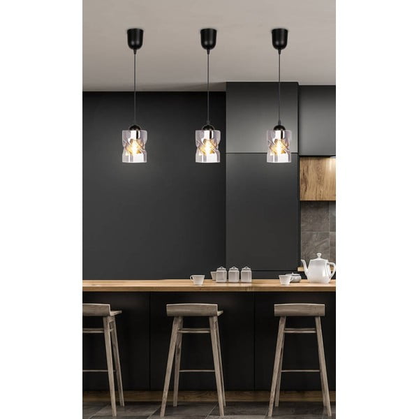 Crno viseće svjetlo sa staklenim sjenilom ø 10 cm Felis - Candellux Lighting-image-1
