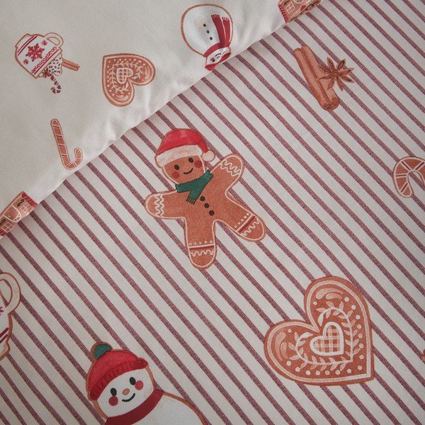 Posteljina za krevet za jednu osobu u prirodnoj boji 135x200 cm Christmas Gingerbread Stripe – Catherine Lansfield-image-4