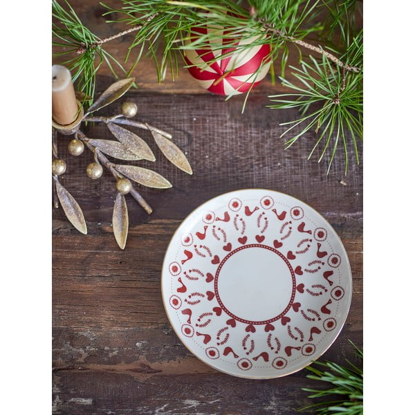 Krem desertni tanjur s božićnim motivom od kamenine ø 16 cm Jolly – Bloomingville-image-1