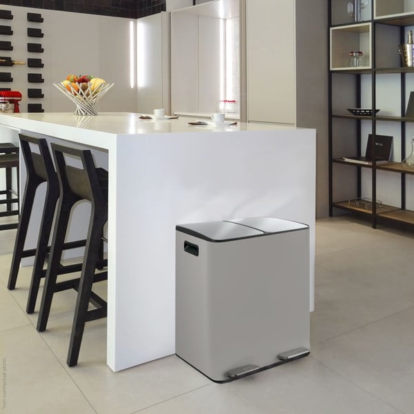 Smeđe-siva željezna kanta za smeće 2x20 l za odvojeni otpad/s pedalom   Aliya – Spirella-image-1