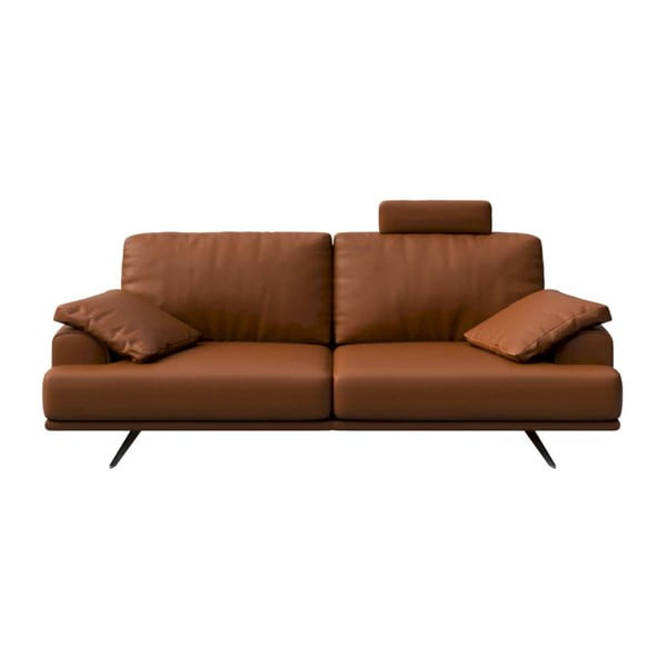 Konjak smeđa kožna sofa 220 cm Prado – MESONICA