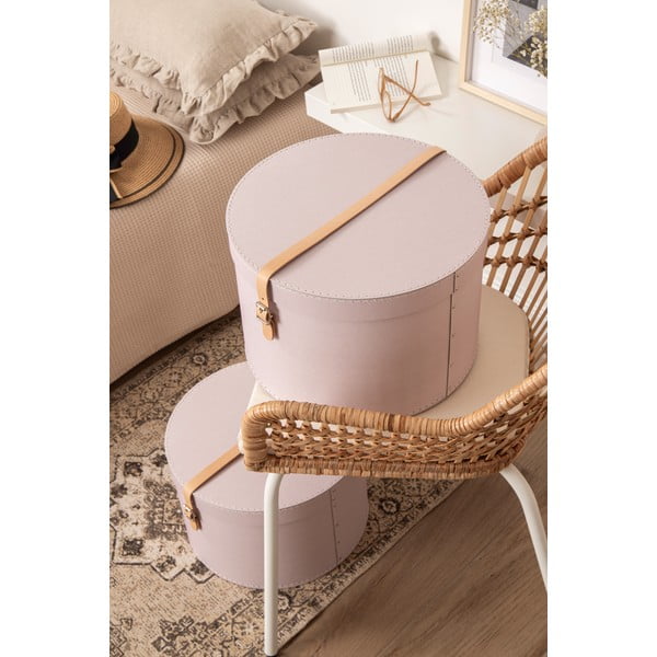 Svijetlo ružičaste kartonske kutije za pohranu u setu  2 kom s poklopcem ø 37,5x25 cm Rut Restore Paper Laminate – Bigso-image-2