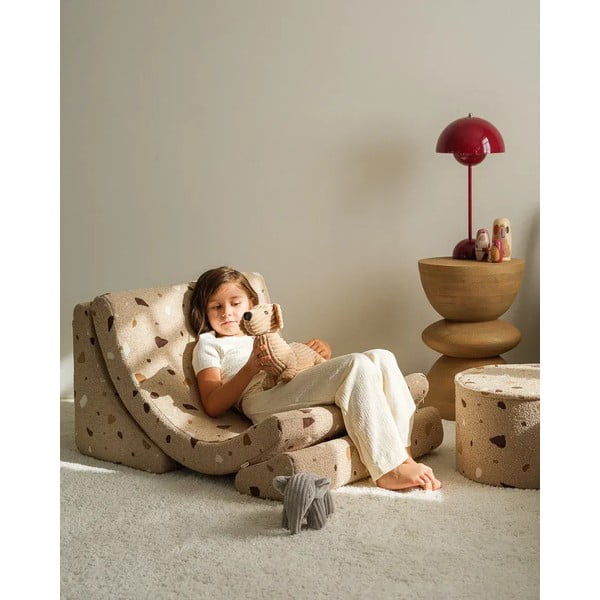 Svjetlo smeđa dječja fotelja od bouclé tkanine/od šenila Terrazzo Moon – Wigiwama-image-4