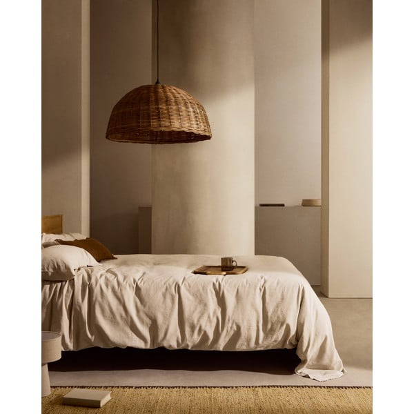 Posteljina sivo-bež za krevet za jednu osobu/za produženi krevet od mješavine lana 150x220 cm Simmel – Kave Home-image-3