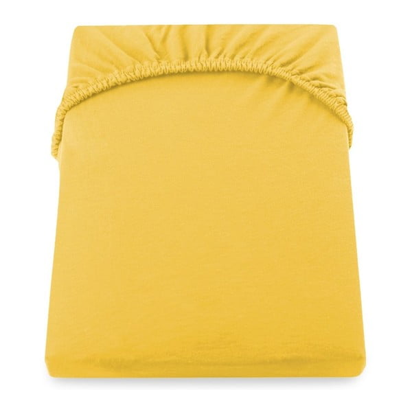 Žuto-narančasta elastična plahta DecoKing Nephrite, 220/240 x 220 cm