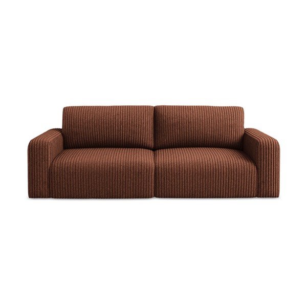 Sklopiva/s prostorom za odlaganje sofa od samta boja terakote 252 cm Kona – Makamii