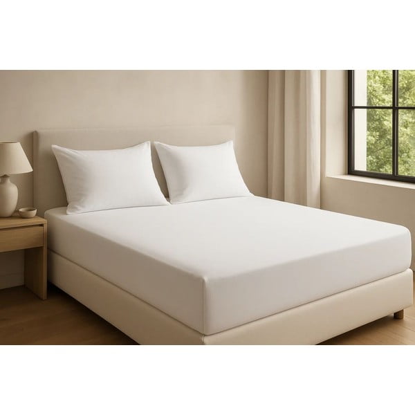 Bijela plahta s gumom od renforce pamuka 200x140 cm Ranforce – Mila Home Luxury-image-2