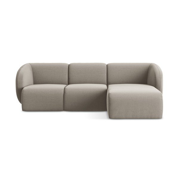 Svjetlo smeđa baršunasti kutna garnitura (s desnim kutom/s ležaljkom) Lani – Makamii