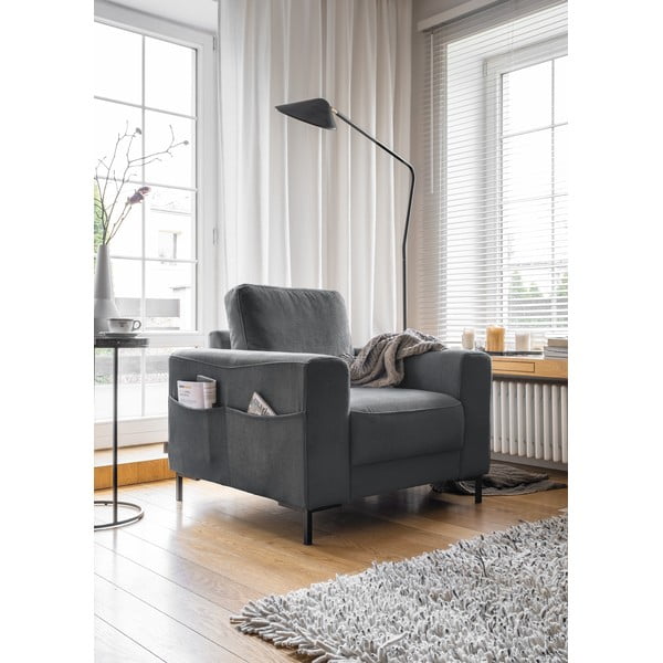 Tamno siva fotelja od samta Lofty Lilly – Miuform-image-2