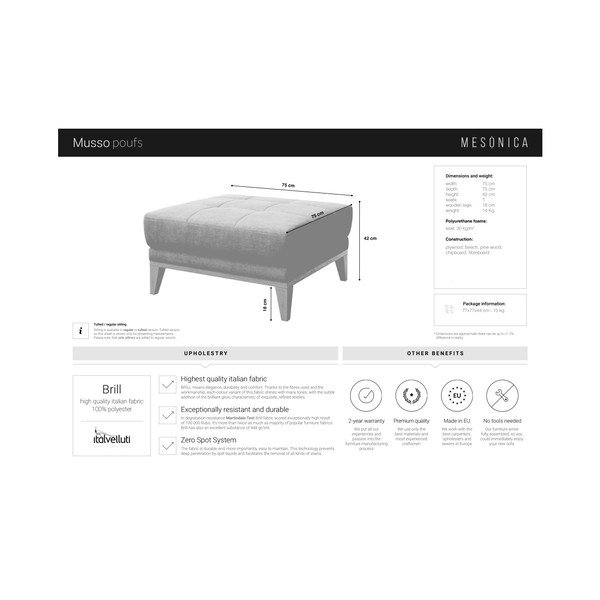 Maslinasto zelena taburea MESONICA Musso Tufted-image-3