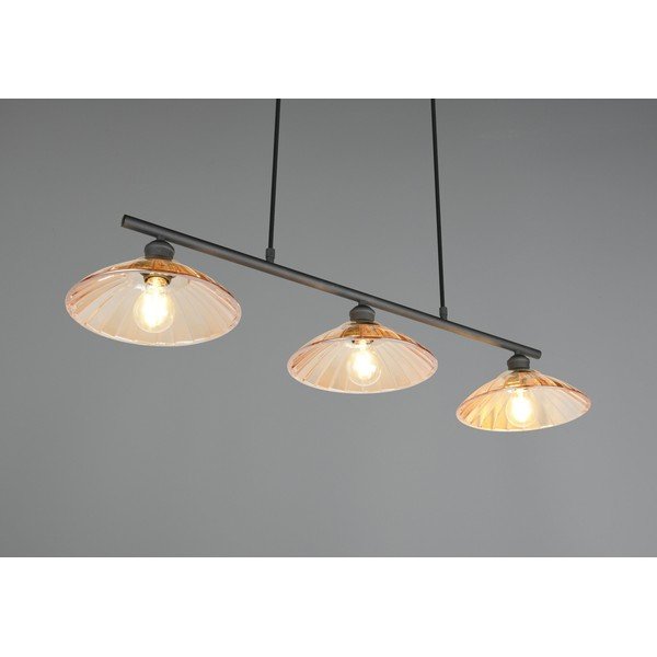 Crna/jantarna metalna viseća svjetiljka sa staklenim sjenilom Eluna – Reality-image-2