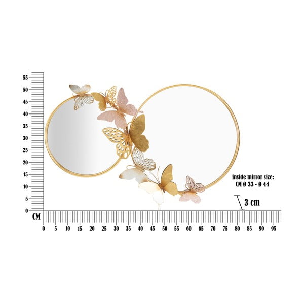 Zidno ogledalo u ružičasto-zlatnom dekoru Mauro Ferretti Farfalle, 81 x 52,5 cm-image-2