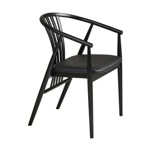 Crna blagovaonska stolica s naslonima za ruke od masivne bukve Agustin – House Nordic-image-3