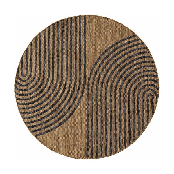 Crni/smeđi okrugao unutarnji i vanjski tepih ø 160 cm Mira 1453 – Ayyildiz Carpets