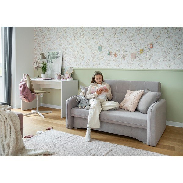 Svijetlo siva sklopiva/s prostorom za odlaganje sofa od šenila 155 cm Laine – ELTAP-image-4