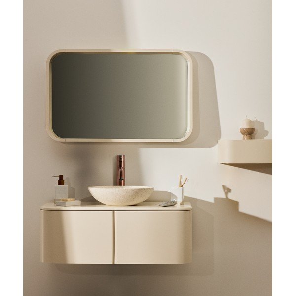 Bež zidni ormarić za ispod umivaonika 90x35 cm Salaya – Kave Home-image-1