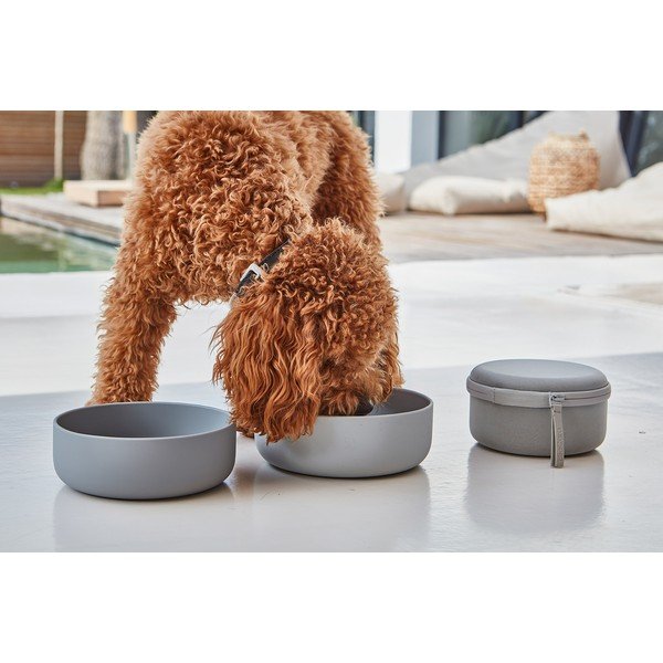 Silikonski putni set posuda za pse ø 19 cm Bento Concrete/Slate – MiaCara-image-1