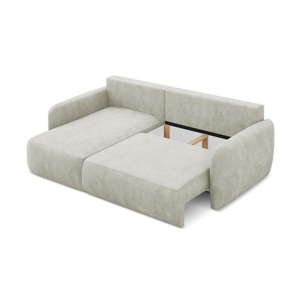 Krem sklopiva/s prostorom za pohranu kutna garnitura od šenila (s lijevim kutom/s ležaljkom) Lilo – Makamii-image-3