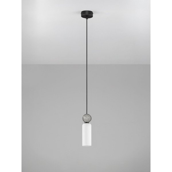 Mat crna viseća svjetiljka od kamenine sa staklenim sjenilom ø 6 cm Filomena – Nova Luce-image-3