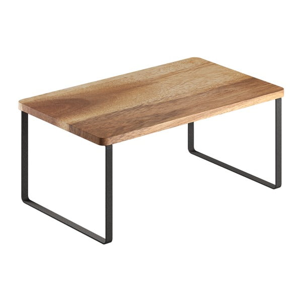 Mat crna/u prirodnoj boji drvena dodatna kuhinjska polica 32x19 cm York – Metaltex