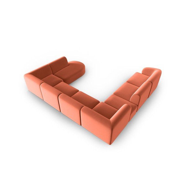 Ružičasta baršunasti kutna garnitura (s lijevim kutom/u obliku slova "U") Paolo – Milo Casa-image-3