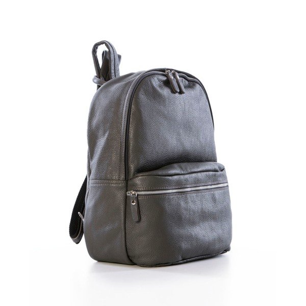 Sivi ruksak od prave kože Federice Bassi Sio-image-3