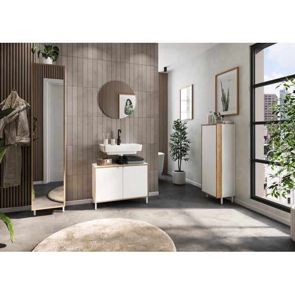 Bijeli visok/uski kupaonski ormarić 39x120 cm Topeka – Germania-image-1