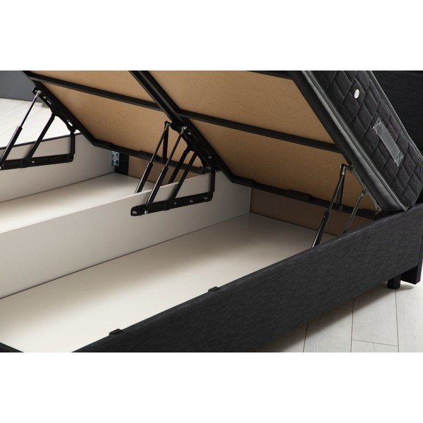 Antracitno sivi tapecirani krevet s prostorom za odlaganje s podnicom 120x200 cm Vitalia – Kalune Design-image-1