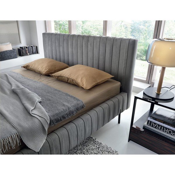 Sivi tapecirani bračni krevet s prostorom za odlaganje s podnicom 160x200 cm Plissa – ELTAP-image-3