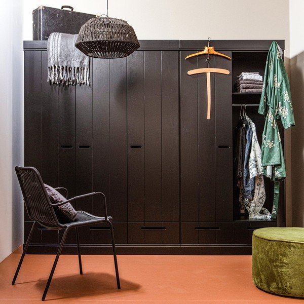 Crni ormar s konstrukcijom od borovog drveta WOOOD Connect, širine 94 cm-image-1