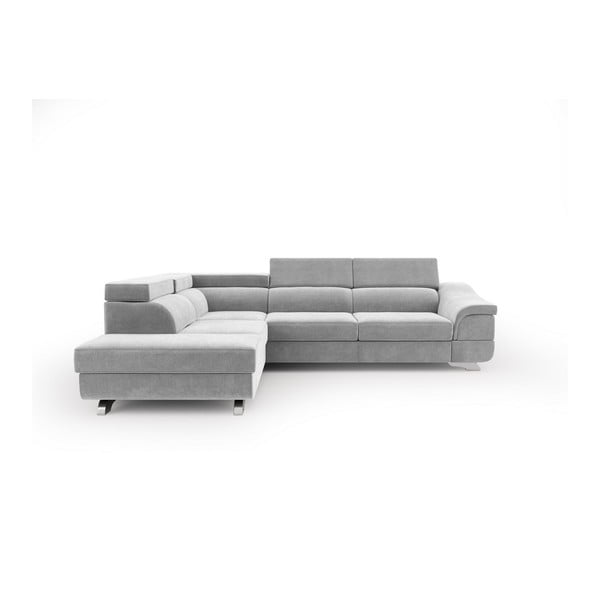 Svijetlo sivi kauč na razvlačenje s baršunastim pokrivačem Windsor &amp; Co Sofas Apollon, lijevi kut
