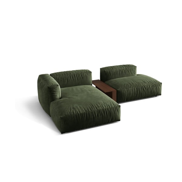 Zelena baršunasti kutna garnitura (s lijevim kutom/s ležaljkom) Martina – Micadoni -image-2