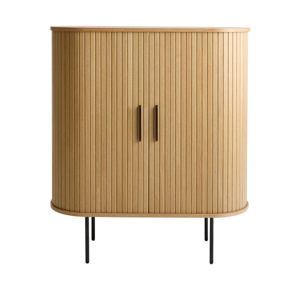 Vitrina za vino u dekoru hrasta s kliznim vratima u prirodnoj boji 100x118x40 cm Nola – Unique Furniture