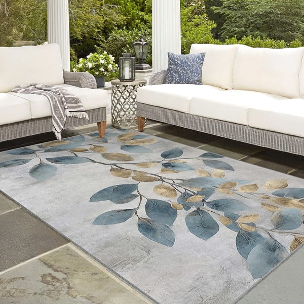 Svijetlo plavi/u zlatnoj boji perivi tepih 120x180 cm Golden Leaves – Mila Home-image-4