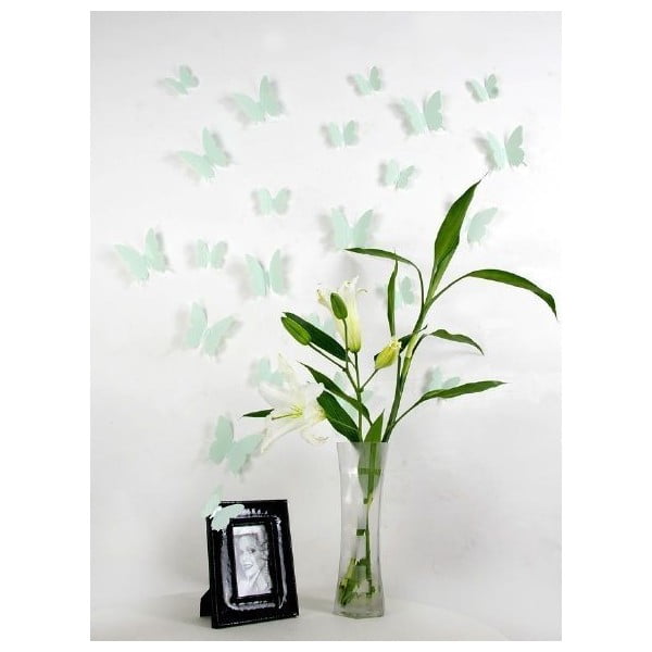 Set od 12 zelenih 3D naljepnica Ambiance Butterflies-image-1