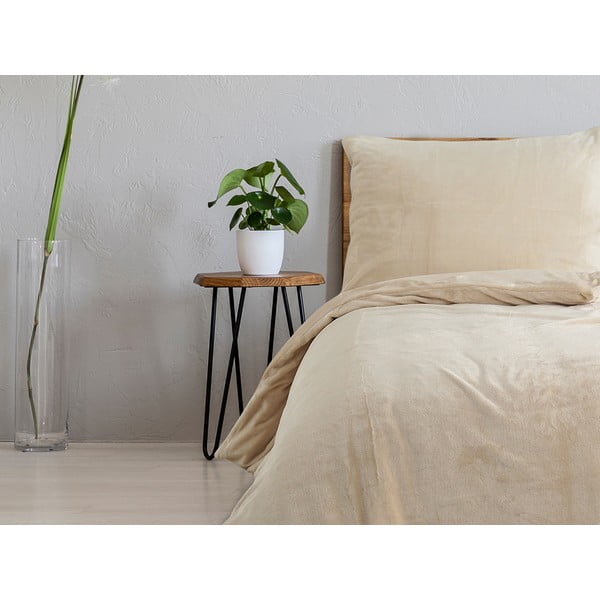 Bež posteljina za krevet za jednu osobu/za produženi krevet od mikroflanela 140x220 cm Uni – B.E.S.