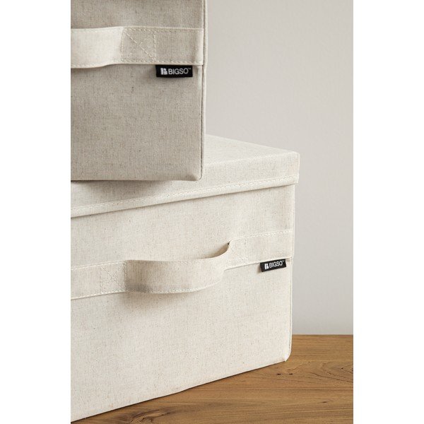 Bež tekstilna kutija za pohranu s poklopcem 31x41x22 cm Soft Storage Medium – Bigso-image-1
