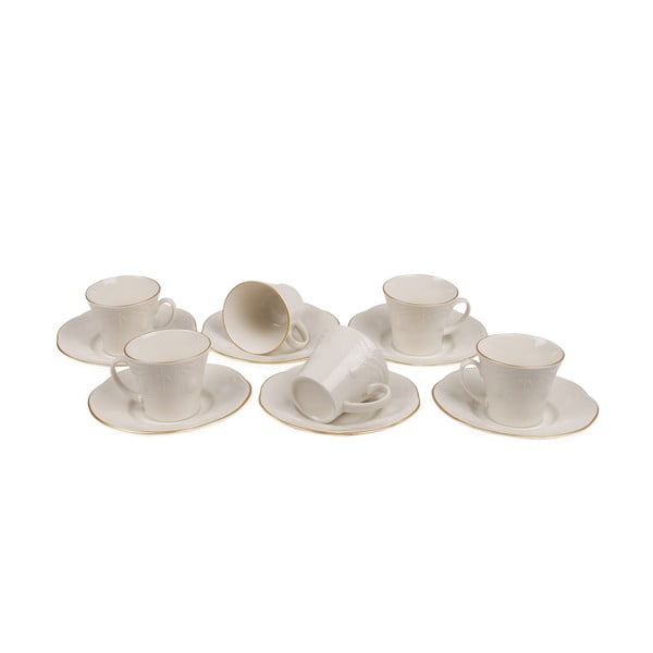 Set s 6 porculanskih šalica i tanjurića Kutahya Stitched