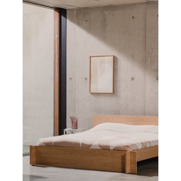 Bračni krevet od iverice/od šperploče u dekoru hrasta s podnicom 160x200 cm u prirodnoj boji Valt – noo.ma-image-4