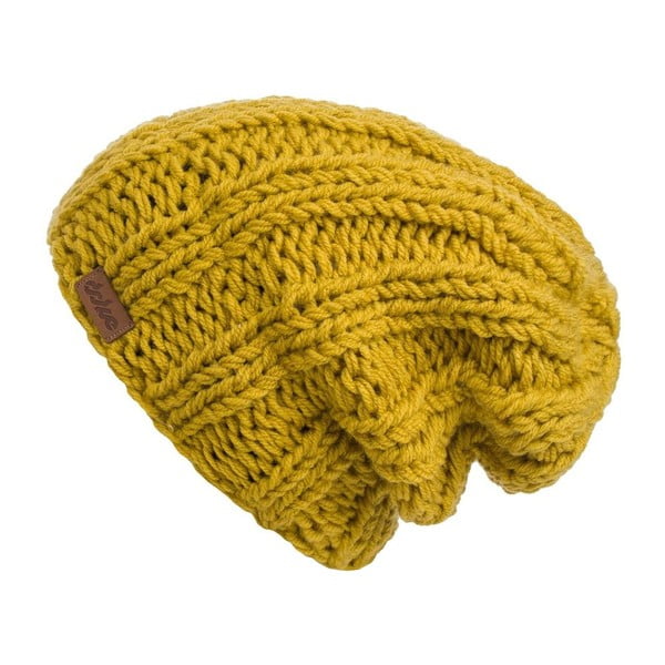 Žuta ručno pletena kapa boje senfa DOKE Mina